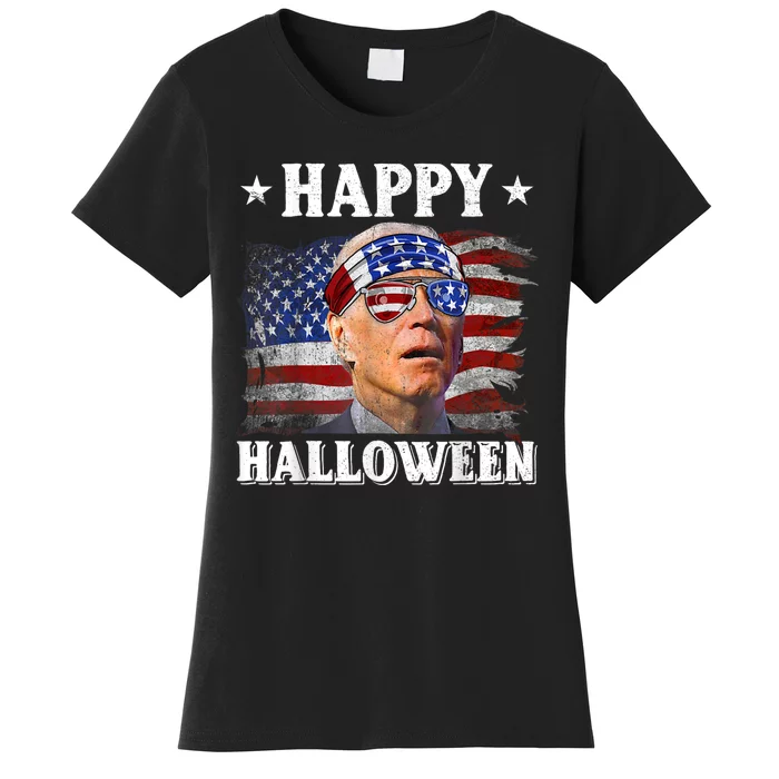 Funny Joe Biden Happy Halloween Confused 4th Of July Women's T-Shirt