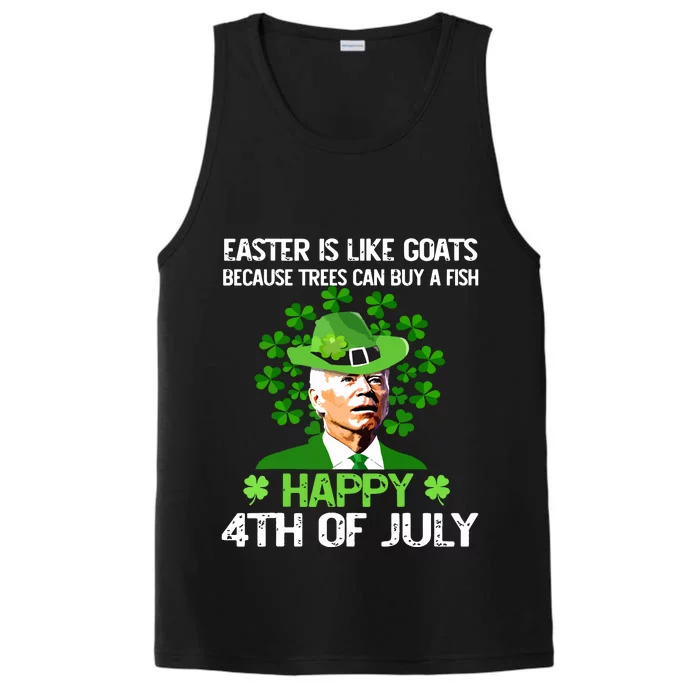 Funny Joe Biden Happy 4th Of July Confused St Patricks Day Performance Tank