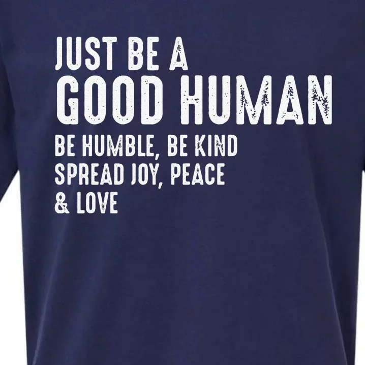 Funny Just Be A Good Human Be Humble Be Kind Spread Joy Gift Sueded Cloud Jersey T-Shirt