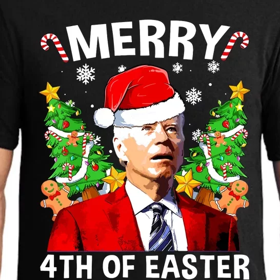 Funny Joe Biden Christmas Santa Hat Merry 4th Of Easter Xmas Pajama Set