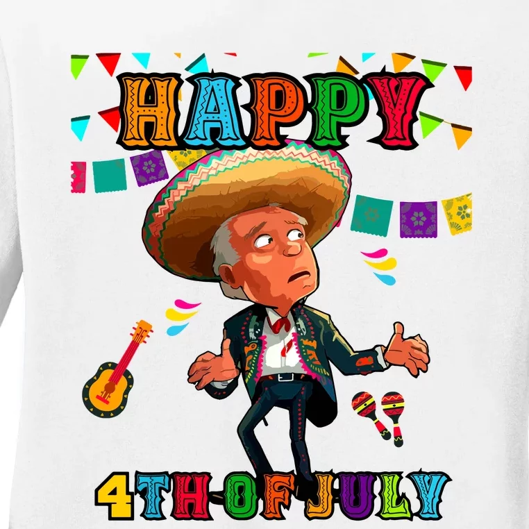 Funny Joe Biden Happy 4th Of July Surprise Cinco De Mayo Ladies Long Sleeve Shirt