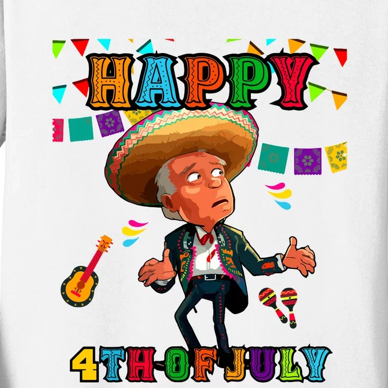 Funny Joe Biden Happy 4th Of July Surprise Cinco De Mayo Kids Long Sleeve Shirt