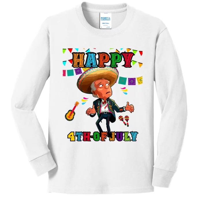 Funny Joe Biden Happy 4th Of July Surprise Cinco De Mayo Kids Long Sleeve Shirt