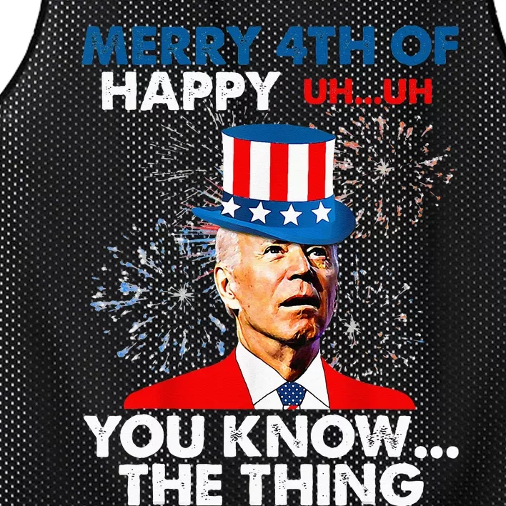 Funny Joe Biden Merry 4th Of You Know..The Thing 4th Of July Mesh Reversible Basketball Jersey Tank