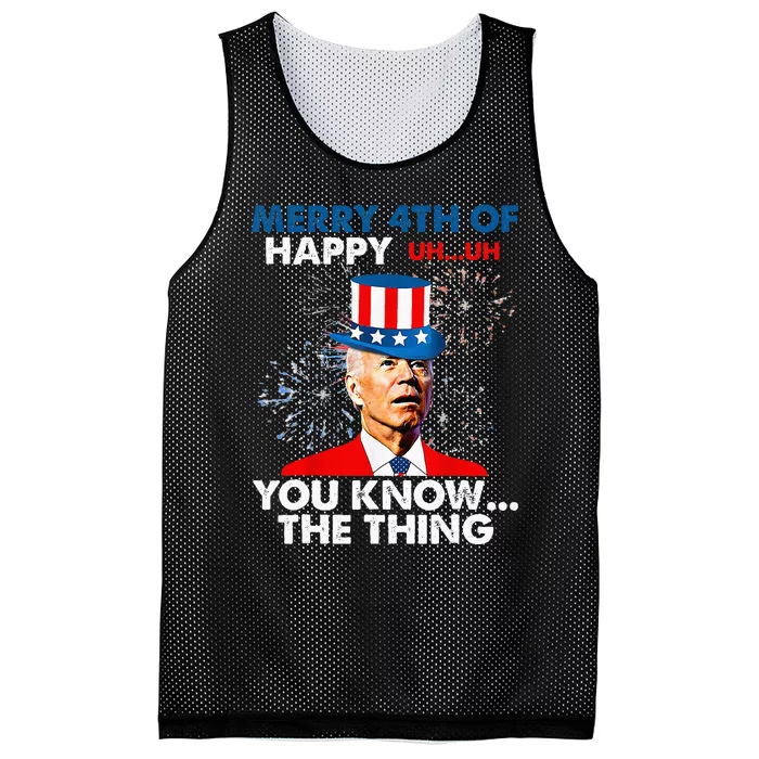 Funny Joe Biden Merry 4th Of You Know..The Thing 4th Of July Mesh Reversible Basketball Jersey Tank