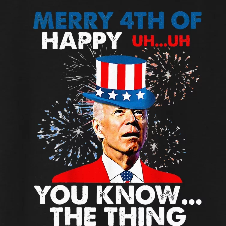 Funny Joe Biden Merry 4th Of You Know..The Thing 4th Of July Women's Crop Top Tee