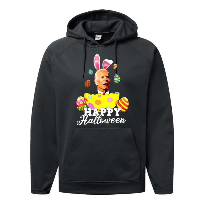 Funny Joe Biden Happy Halloween Confused Easter Biden Bunny Performance Fleece Hoodie