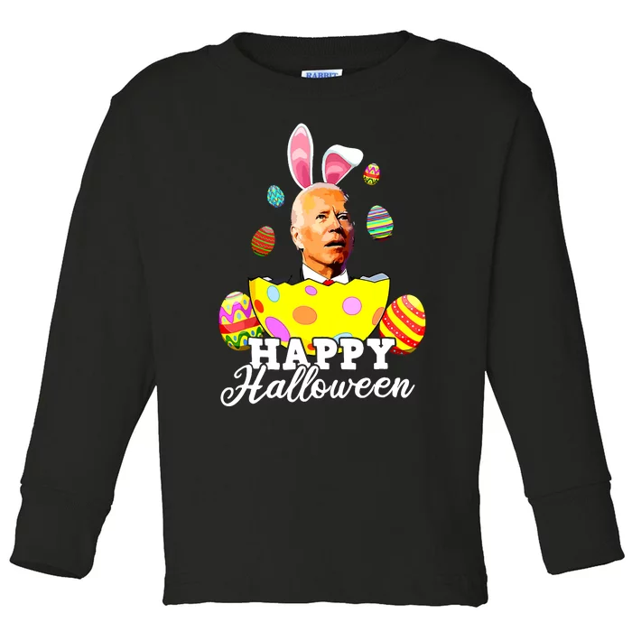 Funny Joe Biden Happy Halloween Confused Easter Biden Bunny Toddler Long Sleeve Shirt