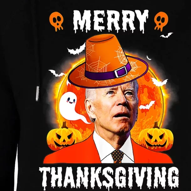 Funny Joe Biden Confused Merry Thanksgiving For Halloween Womens Funnel Neck Pullover Hood