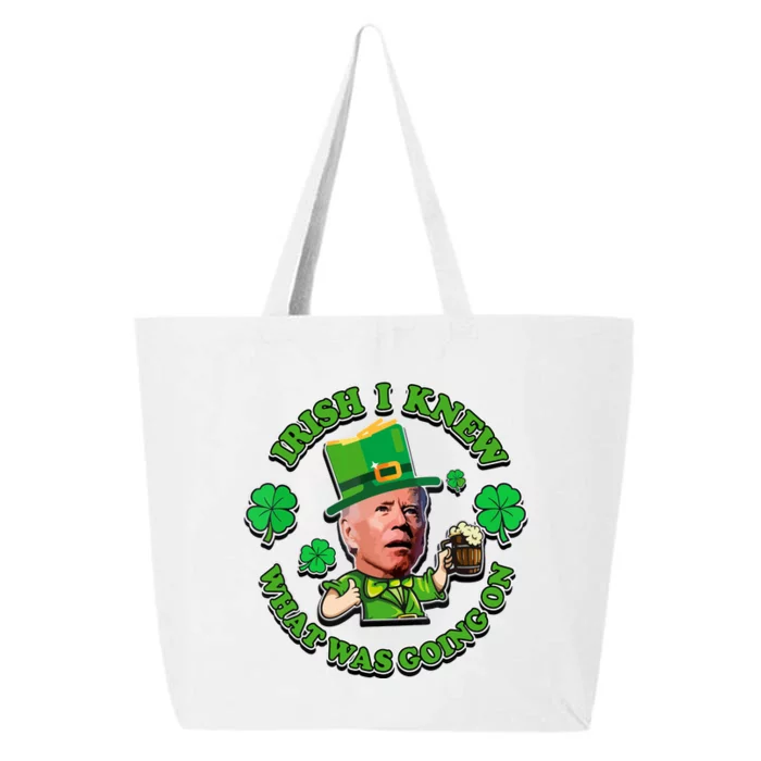 Funny Joe Biden Confused Saint Patricks Day Irish I Knew 25L Jumbo Tote