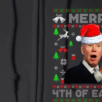 Funny Joe Biden Christmas Santa Hat Merry 4th Of Easter Xmas Full Zip Hoodie