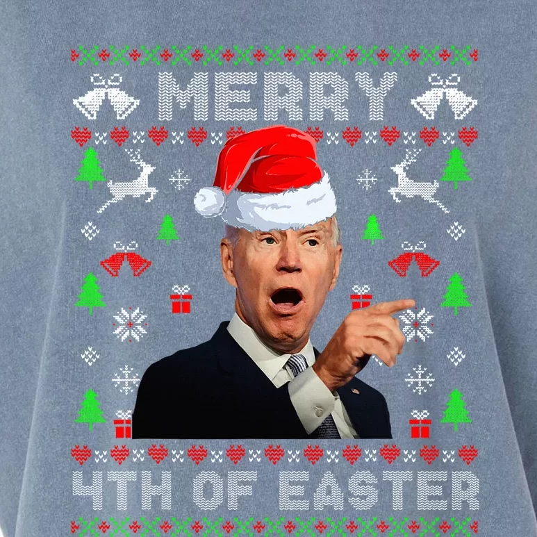 Funny Joe Biden Christmas Santa Hat Merry 4th Of Easter Xmas Garment-Dyed Women's Muscle Tee