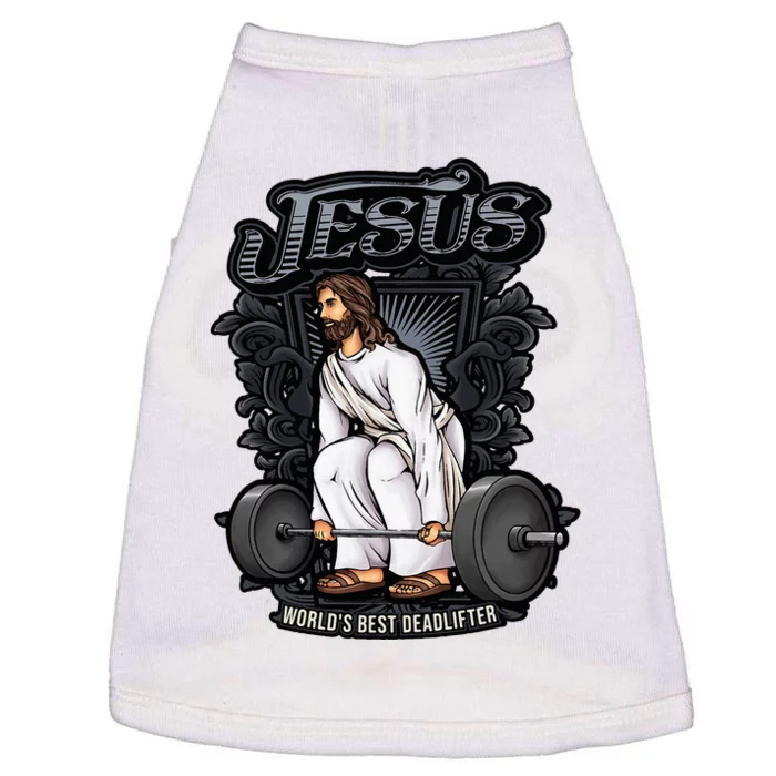 Funny Jesus Christian Weight Lifting Gym Gag Gifts Doggie Tank