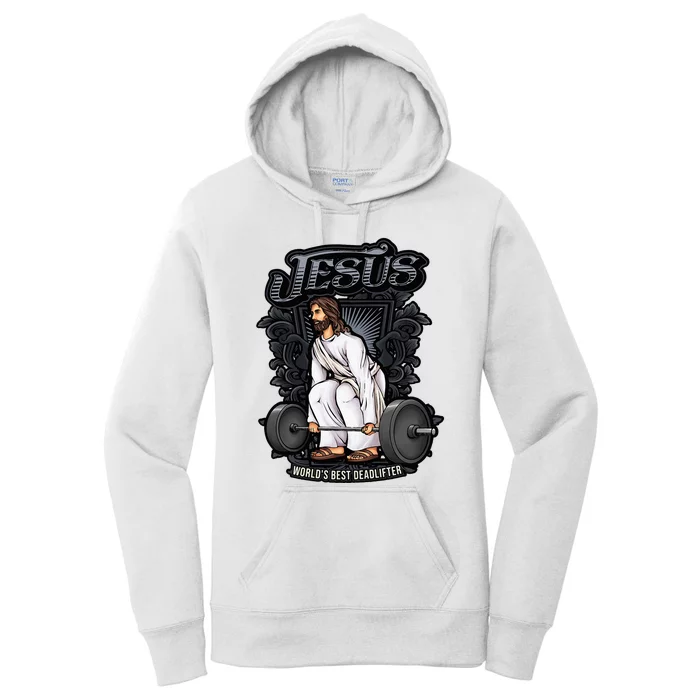 Funny Jesus Christian Weight Lifting Gym Gag Gifts Women's Pullover Hoodie