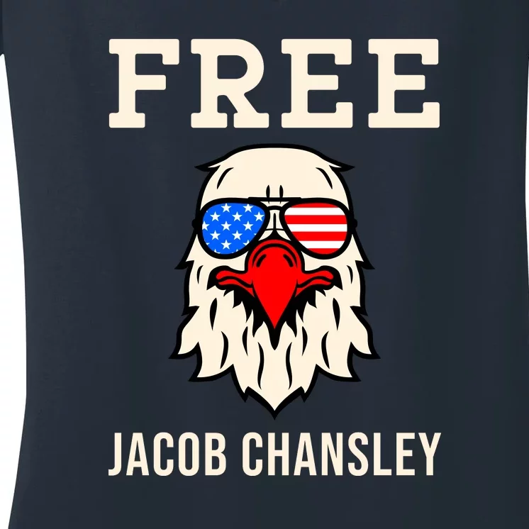 Free Jacob Chansley MAGA Conservative January 6 Women's V-Neck T-Shirt