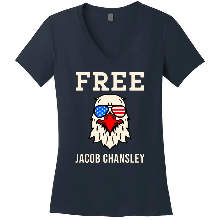 Free Jacob Chansley MAGA Conservative January 6 Women's V-Neck T-Shirt