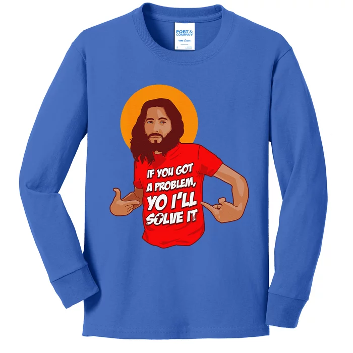 Funny Jesus Christian Meme Yo Ill Solve It Christmas Kids Long Sleeve Shirt