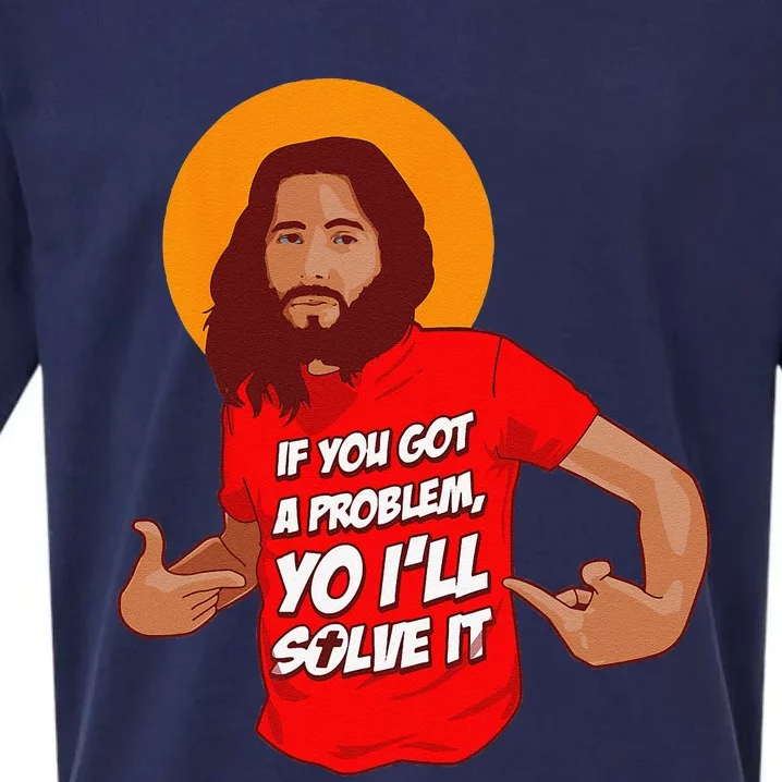 Funny Jesus Christian Meme Yo Ill Solve It Christmas Sueded Cloud Jersey T-Shirt