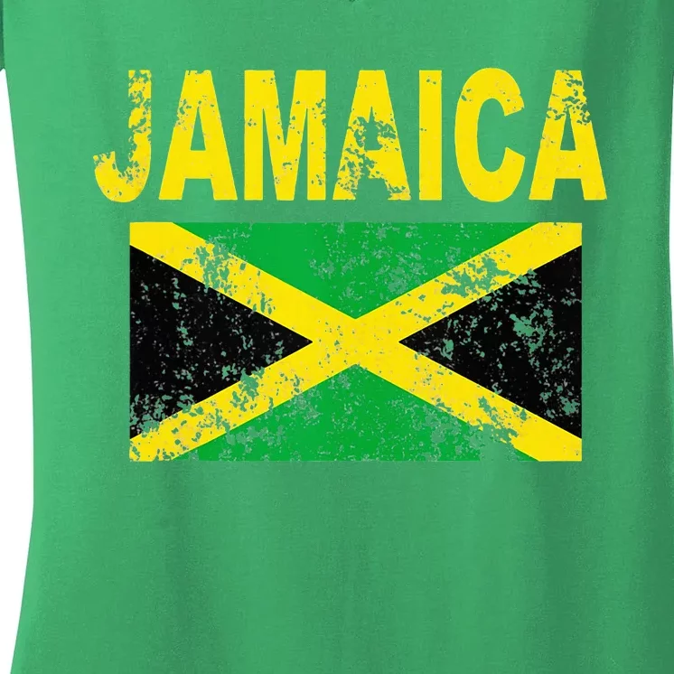 Flag Jamaica Cool Jamaican Flags Women Gift Women's V-Neck T-Shirt