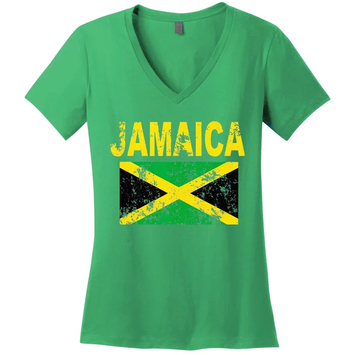 Flag Jamaica Cool Jamaican Flags Women Gift Women's V-Neck T-Shirt