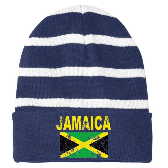 Flag Jamaica Cool Jamaican Flags Women Gift Striped Beanie with Solid Band