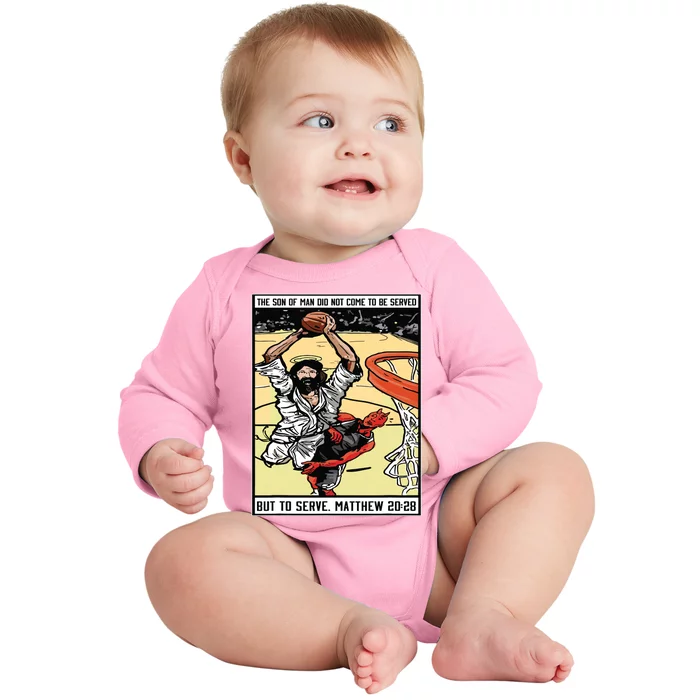 Funny Jesus Christian Playing Basketball Gift For Boy Baby Long Sleeve Bodysuit