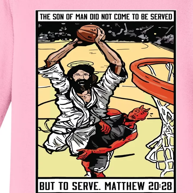 Funny Jesus Christian Playing Basketball Gift For Boy Baby Long Sleeve Bodysuit