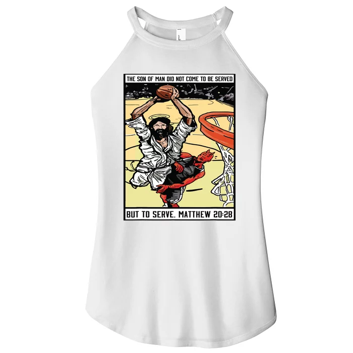 Funny Jesus Christian Playing Basketball Gift For Boy Women’s Perfect Tri Rocker Tank