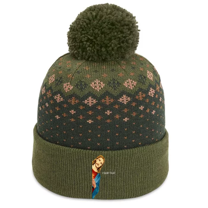 Funny Jesus Christian I Saw That The Baniff Cuffed Pom Beanie