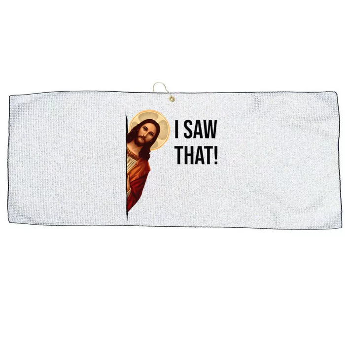 Funny Jesus Christ I Saw That Meme Religious Cool Retro God Large Microfiber Waffle Golf Towel