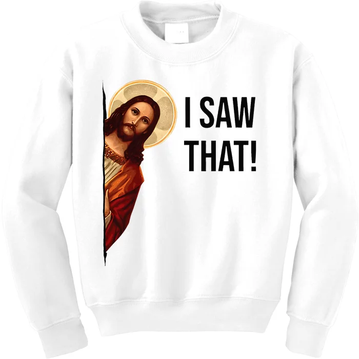 Funny Jesus Christ I Saw That Meme Religious Cool Retro God Kids Sweatshirt