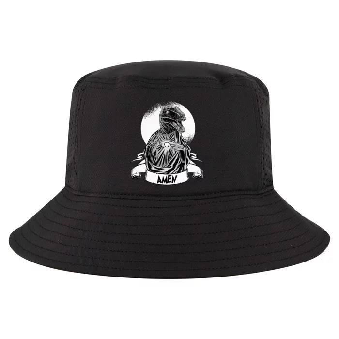 Funny Jesus Christ Parody Raptor Velociraptor Says Amen Cool Comfort Performance Bucket Hat