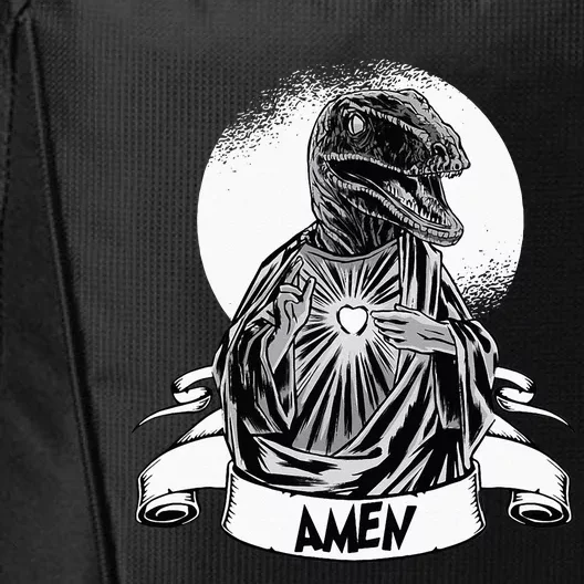 Funny Jesus Christ Parody Raptor Velociraptor Says Amen City Backpack