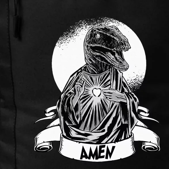 Funny Jesus Christ Parody Raptor Velociraptor Says Amen Daily Commute Backpack