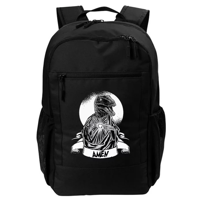 Funny Jesus Christ Parody Raptor Velociraptor Says Amen Daily Commute Backpack