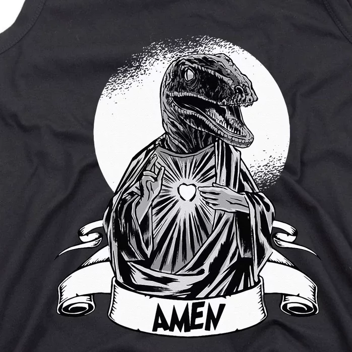 Funny Jesus Christ Parody Raptor Velociraptor Says Amen Tank Top