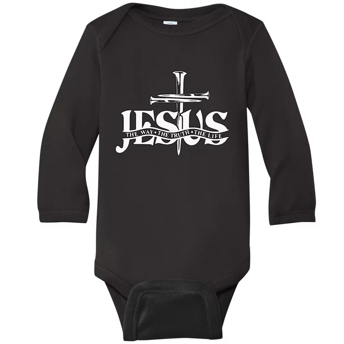 Floral Jesus Cross Don't Be Afraid Just Believe Baby Long Sleeve Bodysuit