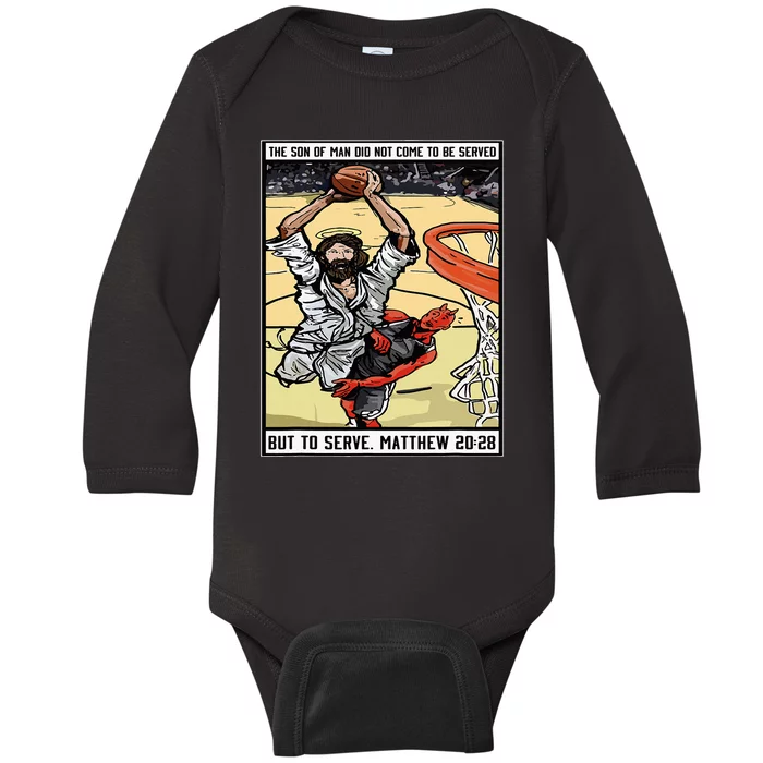 Funny Jesus Christian Playing Basketball Gift For Baby Long Sleeve Bodysuit