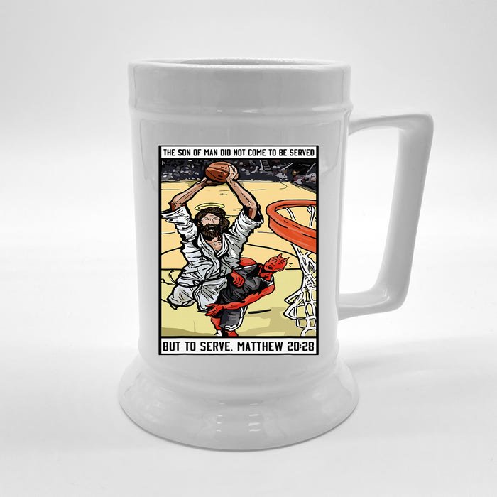 Funny Jesus Christian Playing Basketball Gift For Front & Back Beer Stein