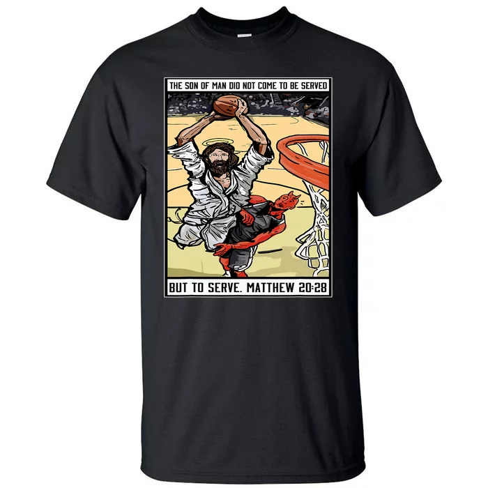 Funny Jesus Christian Playing Basketball Gift Tall T-Shirt