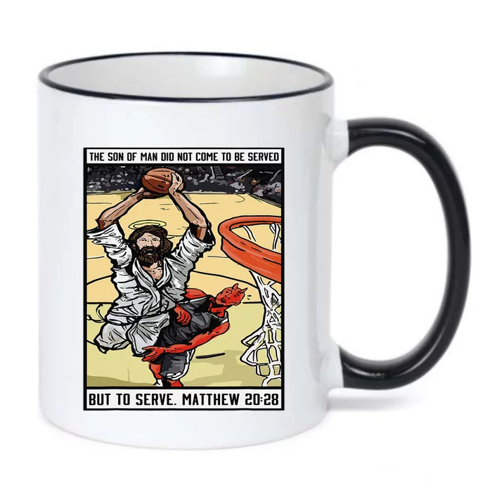 Funny Jesus Christian Playing Basketball Gift Black Color Changing Mug