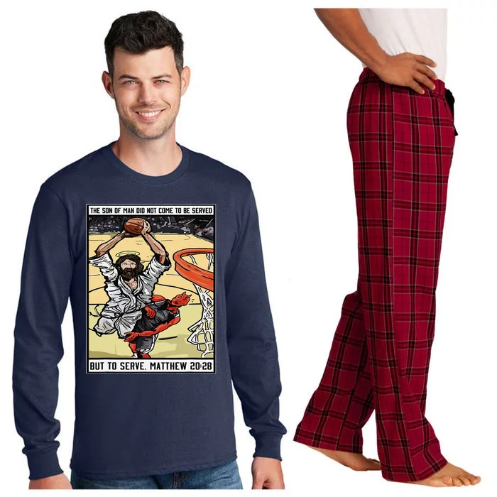 Funny Jesus Christian Playing Basketball Gift Long Sleeve Pajama Set