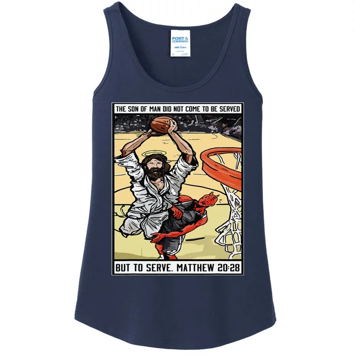 Funny Jesus Christian Playing Basketball Gift Ladies Essential Tank