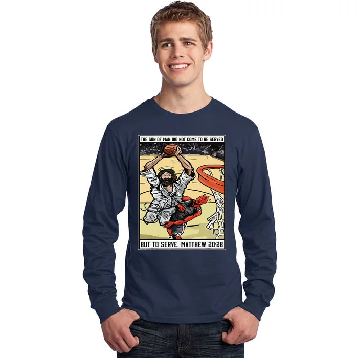 Funny Jesus Christian Playing Basketball Gift Tall Long Sleeve T-Shirt