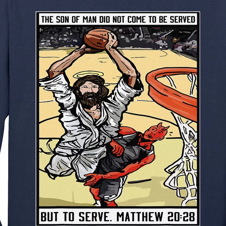 Funny Jesus Christian Playing Basketball Gift Tall Long Sleeve T-Shirt