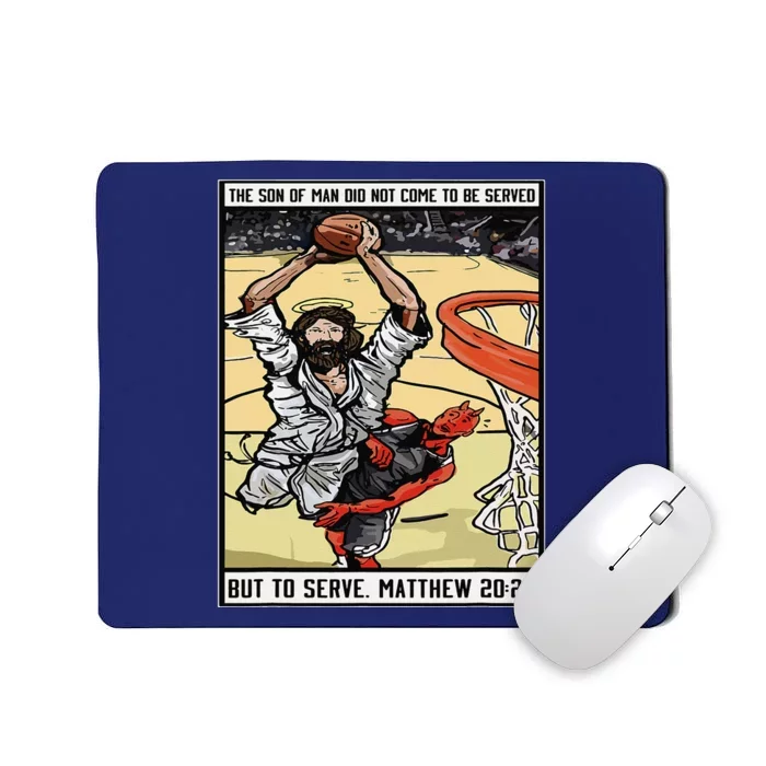 Funny Jesus Christian Playing Basketball Gift Mousepad