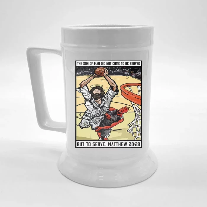 Funny Jesus Christian Playing Basketball Gift Front & Back Beer Stein