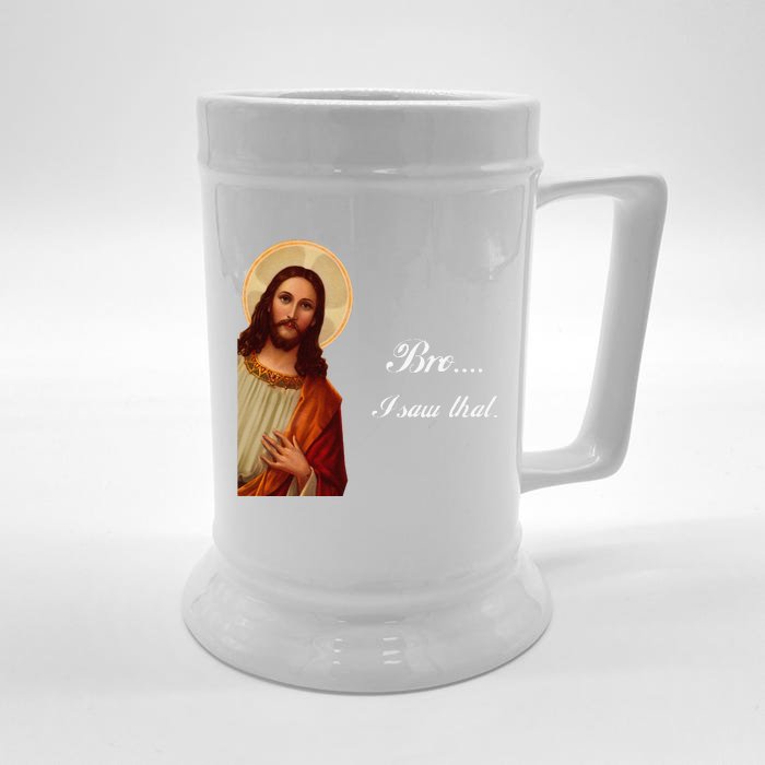 Funny Jesus Christ Bro I Saw That Meme For Awkward Moments Front & Back Beer Stein