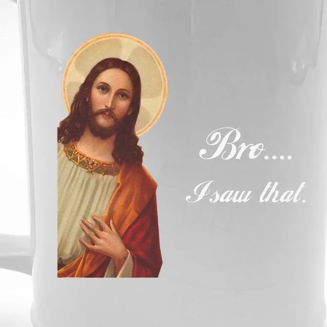 Funny Jesus Christ Bro I Saw That Meme For Awkward Moments Front & Back Beer Stein