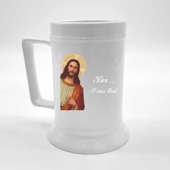 Funny Jesus Christ Bro I Saw That Meme For Awkward Moments Front & Back Beer Stein